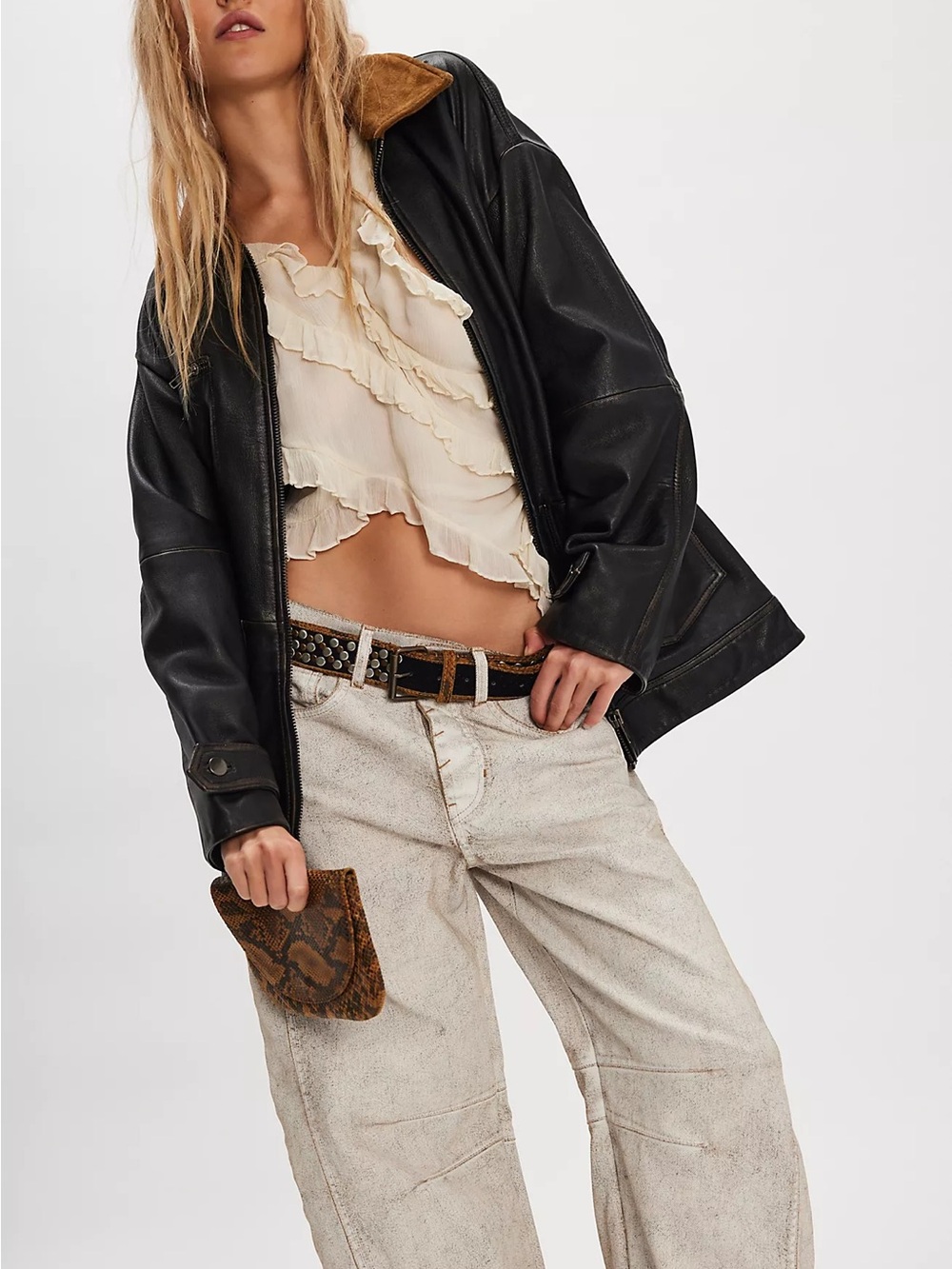 We The Free Good Luck Coated Barrel Jeans - Picture 2 of 9